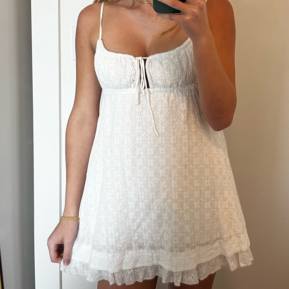 Princess Polly floral patterned white dress with button back detailing